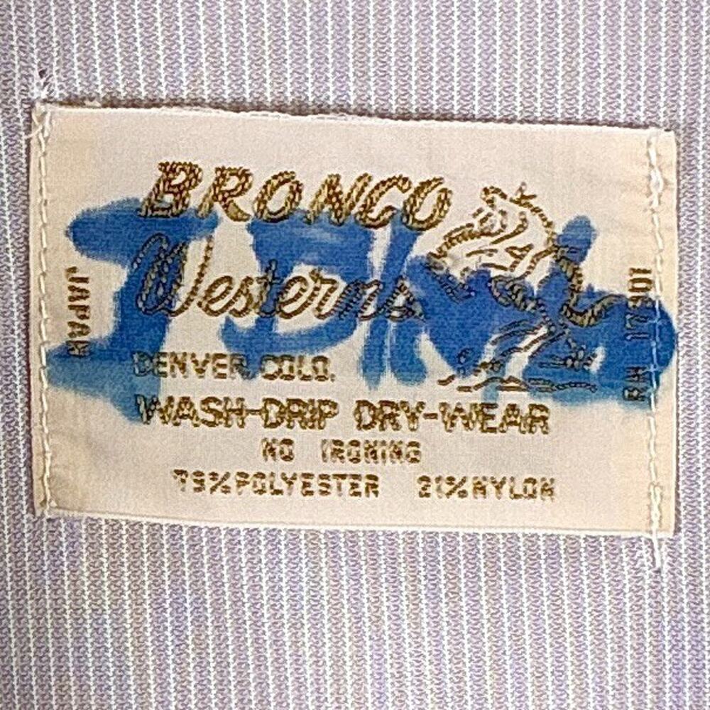 VTG 60s Bronco Westerns Shirt Mens 17 (XL) Pink Nylon Pearl Snap Cowboy Japan - Picture 8 of 10